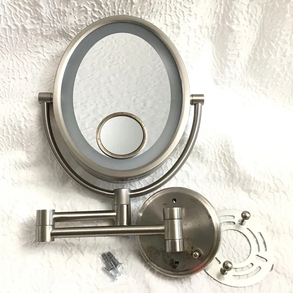 JERDON LED Lighted Wall Mounted Makeup Mirror 10X - 1X Magnifying Mirror